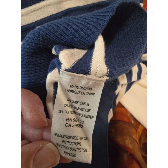 Theory Womens Blue & White Striped Knit Sweater P - Picture 4 of 4